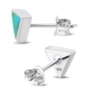 6pairs, Turquoise Triangle Silver Stud Earrings - e348